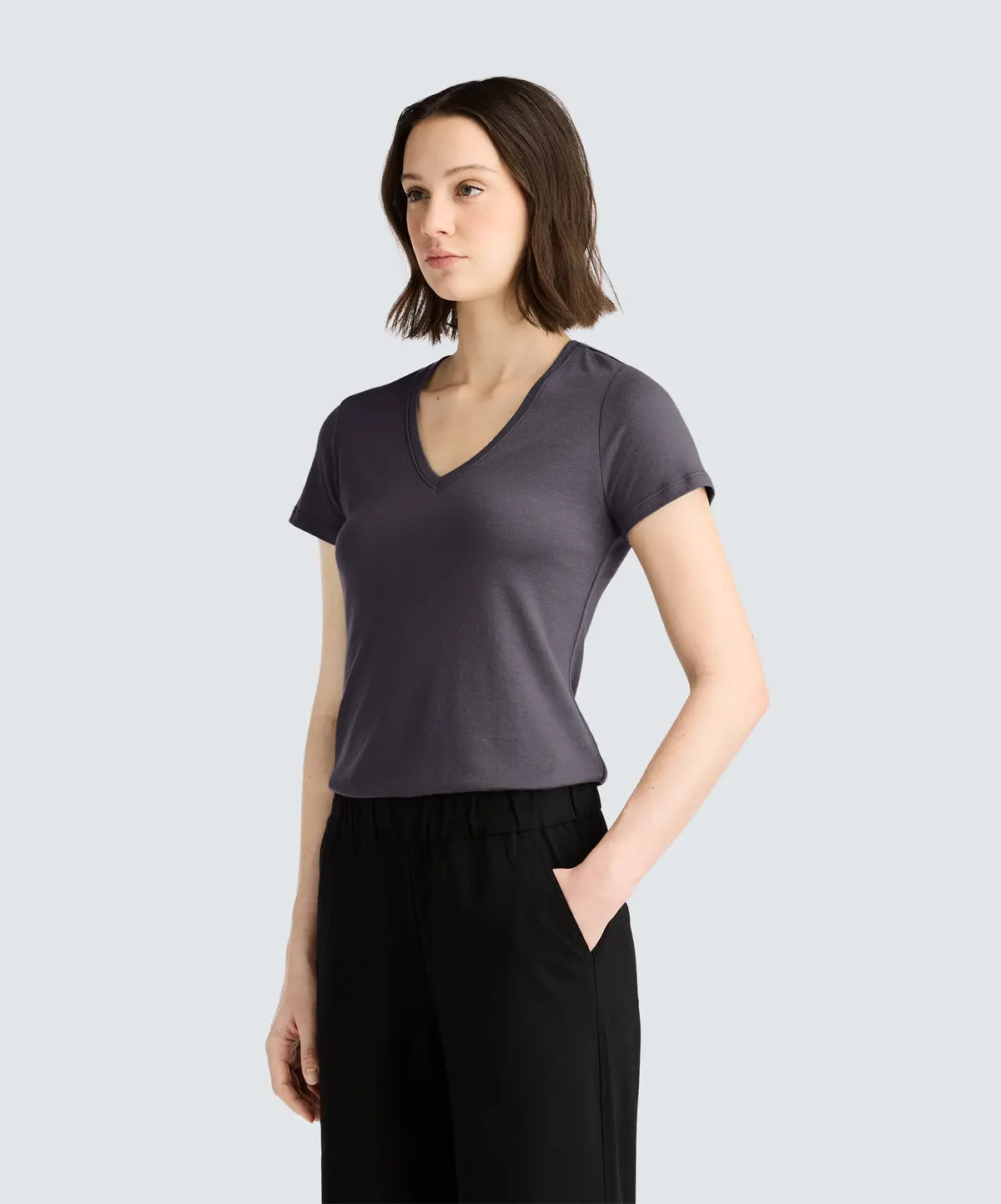 Women's Petite Merino V-Neck T-Shirt 6