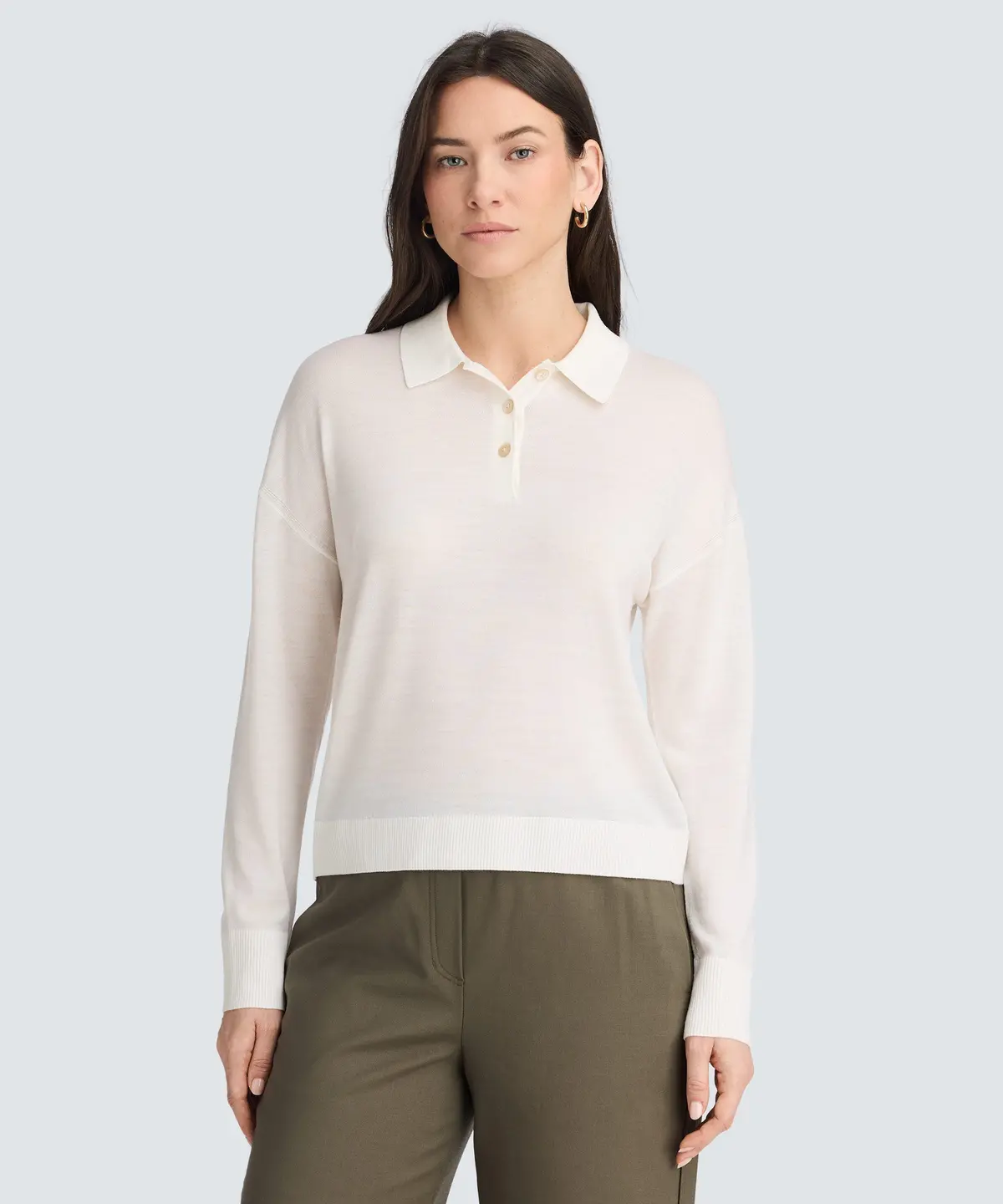 Women’S Long Sleeve Fine Knit Polo 1