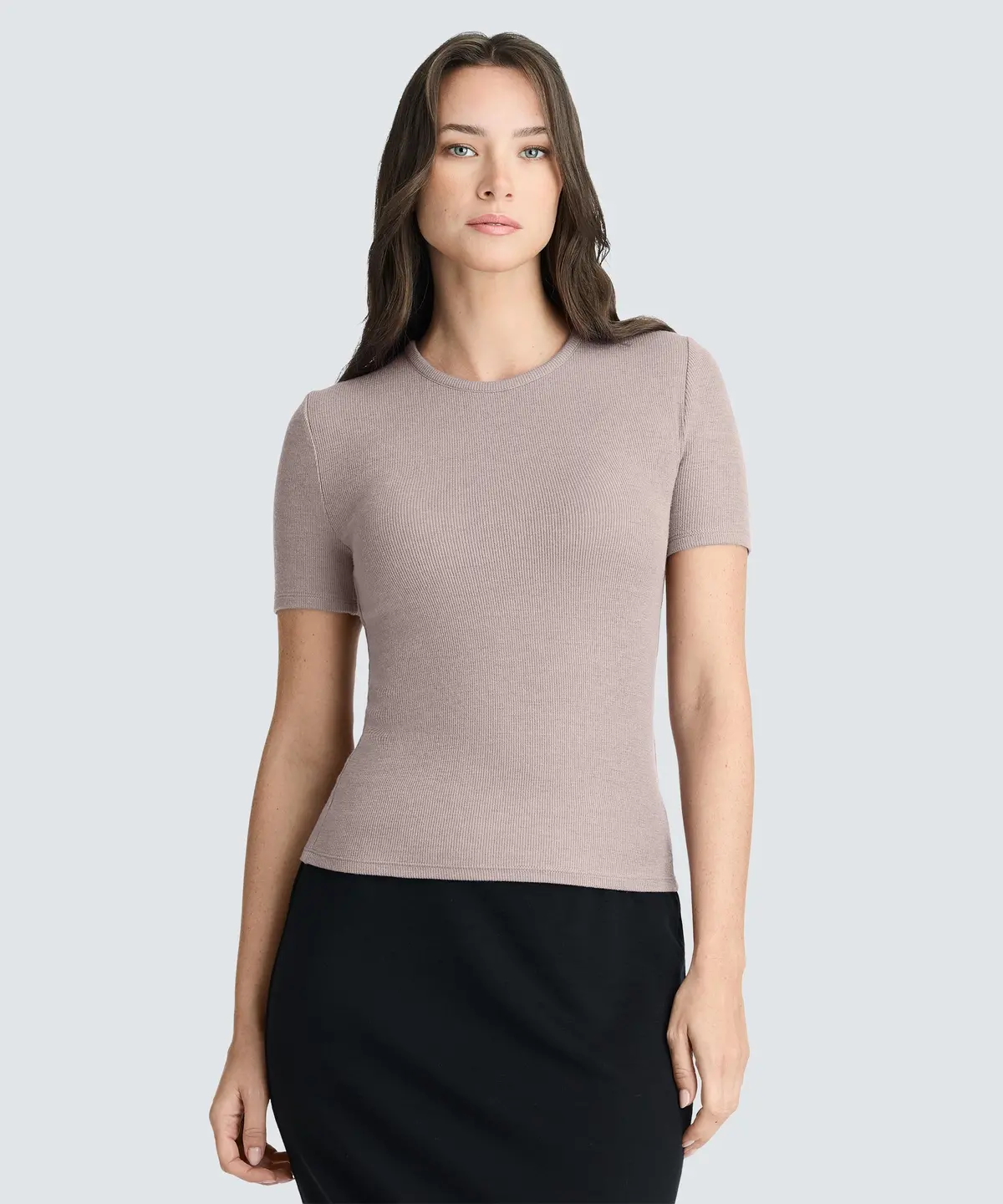 Women's Rib Fitted Crew Neck T-Shirt 26