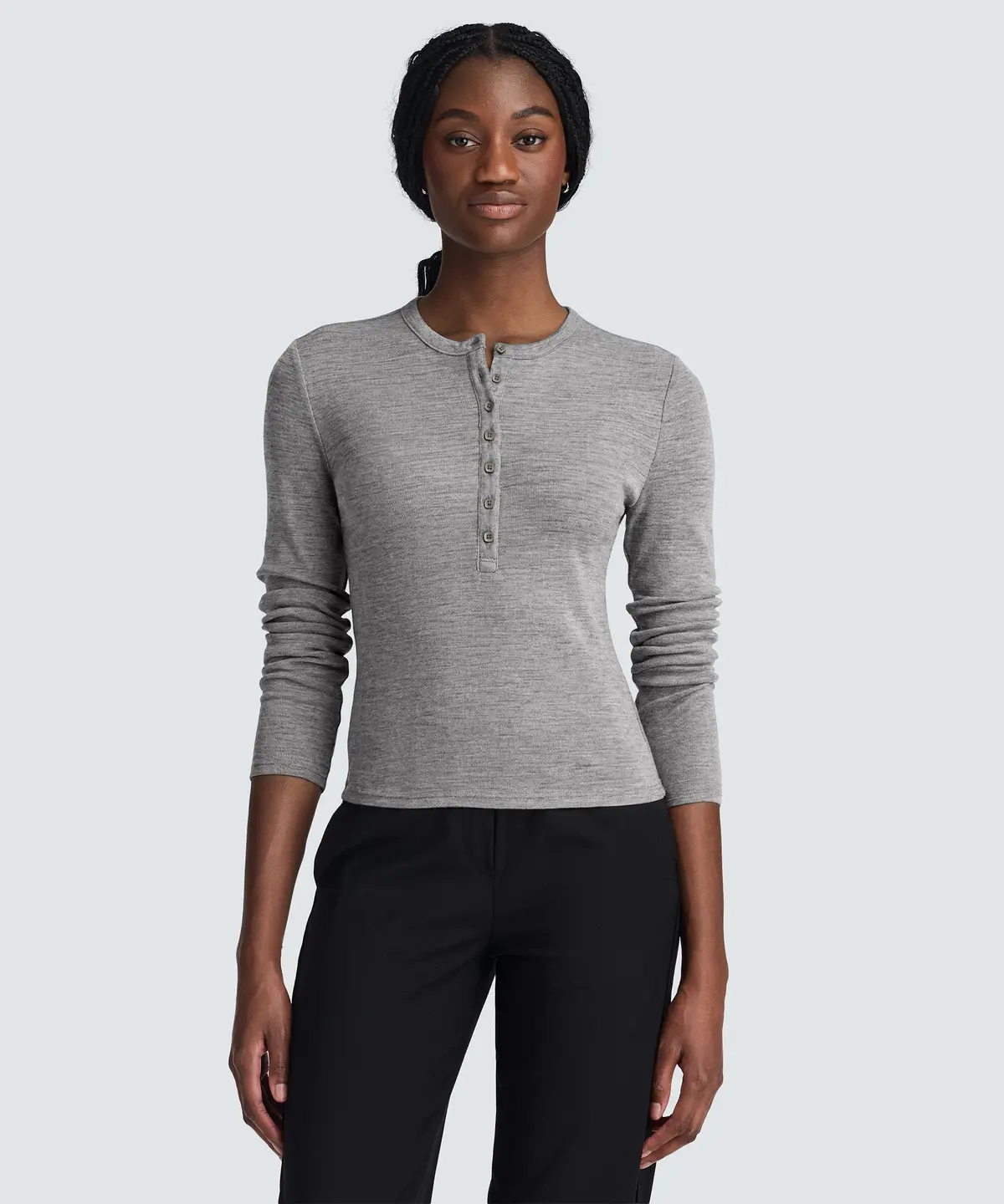 Women's Merino Rib Henley 1