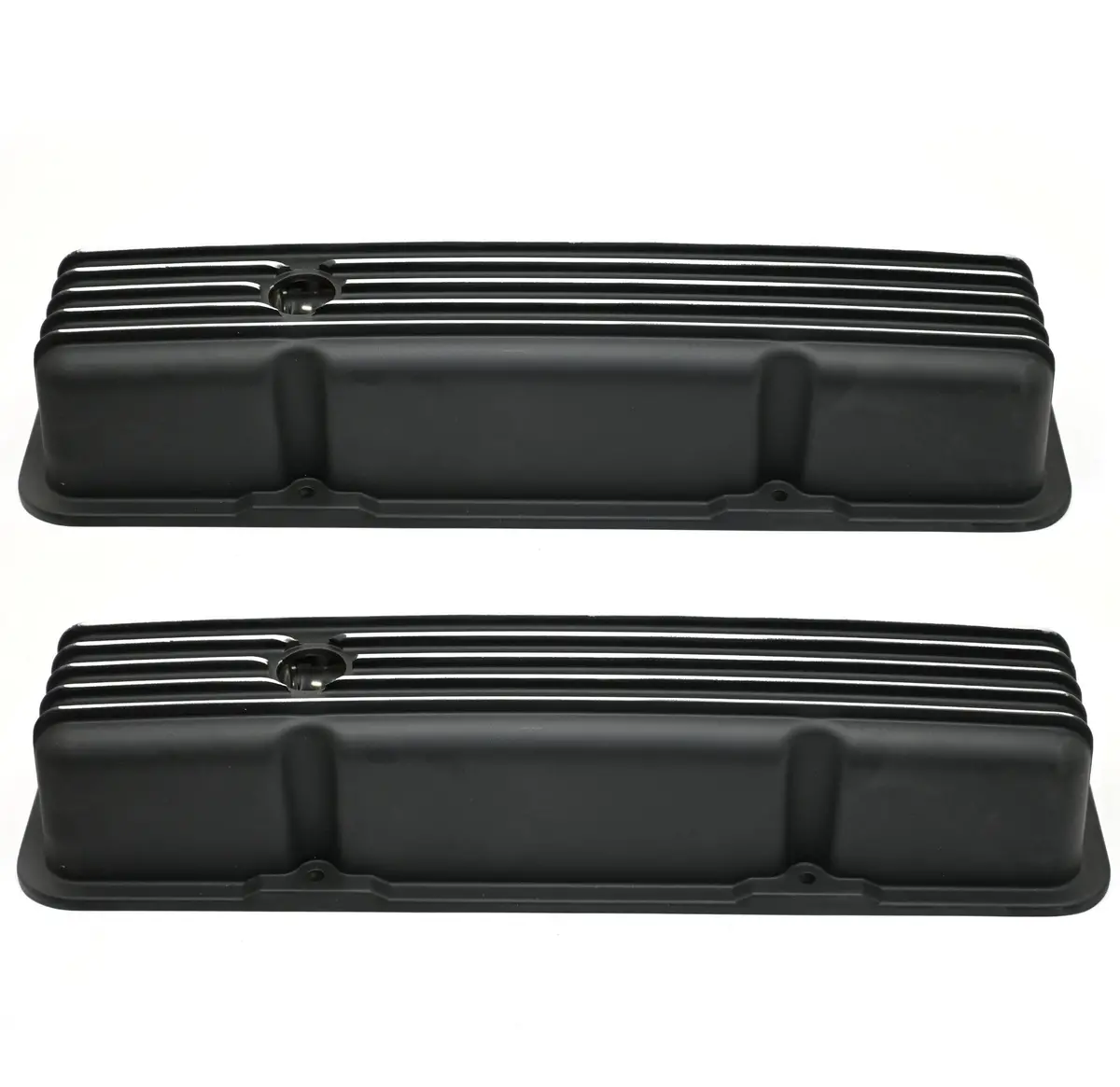 Aluminum Tall Valve Covers Fits 1958–86 Chevy Small Block 283/305 / 327/350 / 383/400 – Full Finned – Black Finish 1