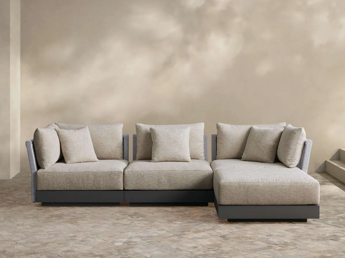 Naxos Outdoor Four-Piece Sectional With Ottoman 1