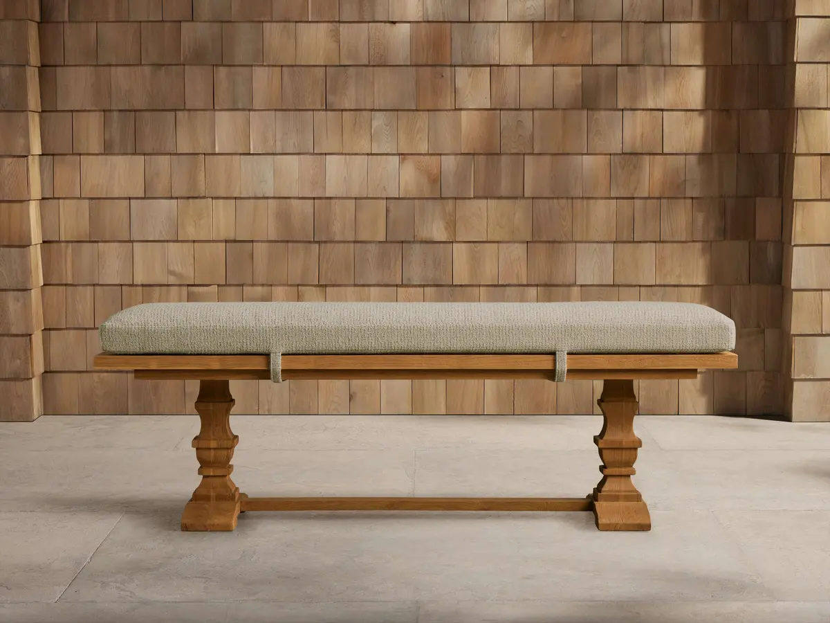 Hamptons Outdoor Dining Bench With Cushion 1