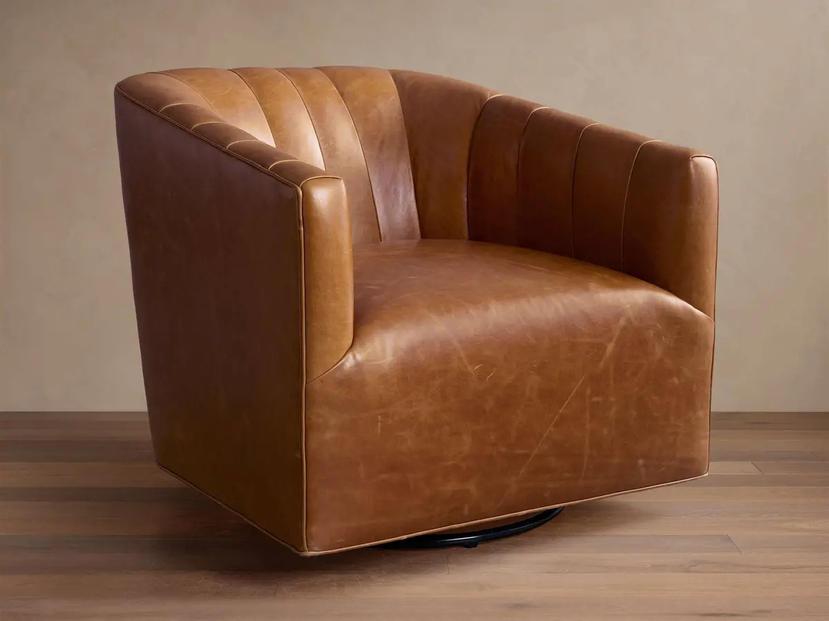 Ellison Leather Channel-Stitched Swivel Chair 1