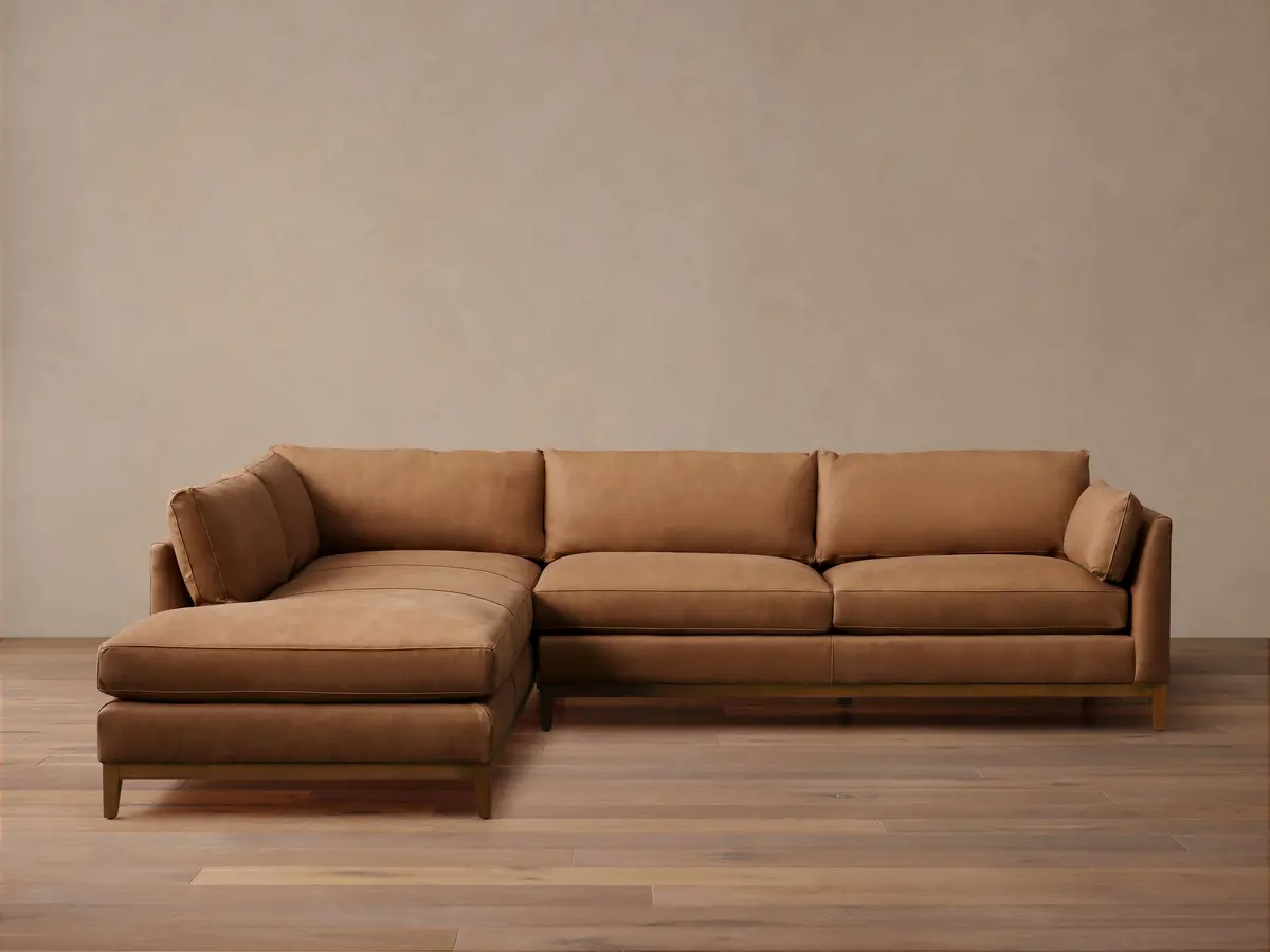 Bainbridge Leather Two-Piece Bumper Sectional 1