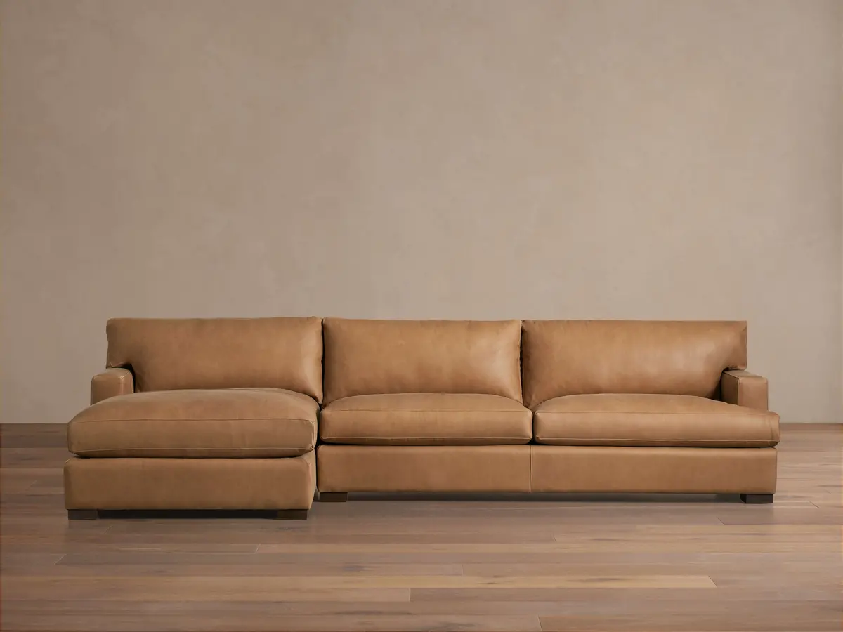 Arhaus Dune Leather Two Piece Chaise Sectional 1