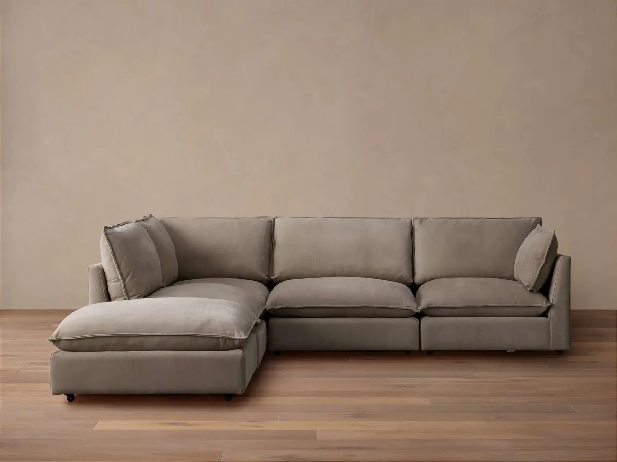 Owen Nubuck Leather Five-Piece Sectional 1