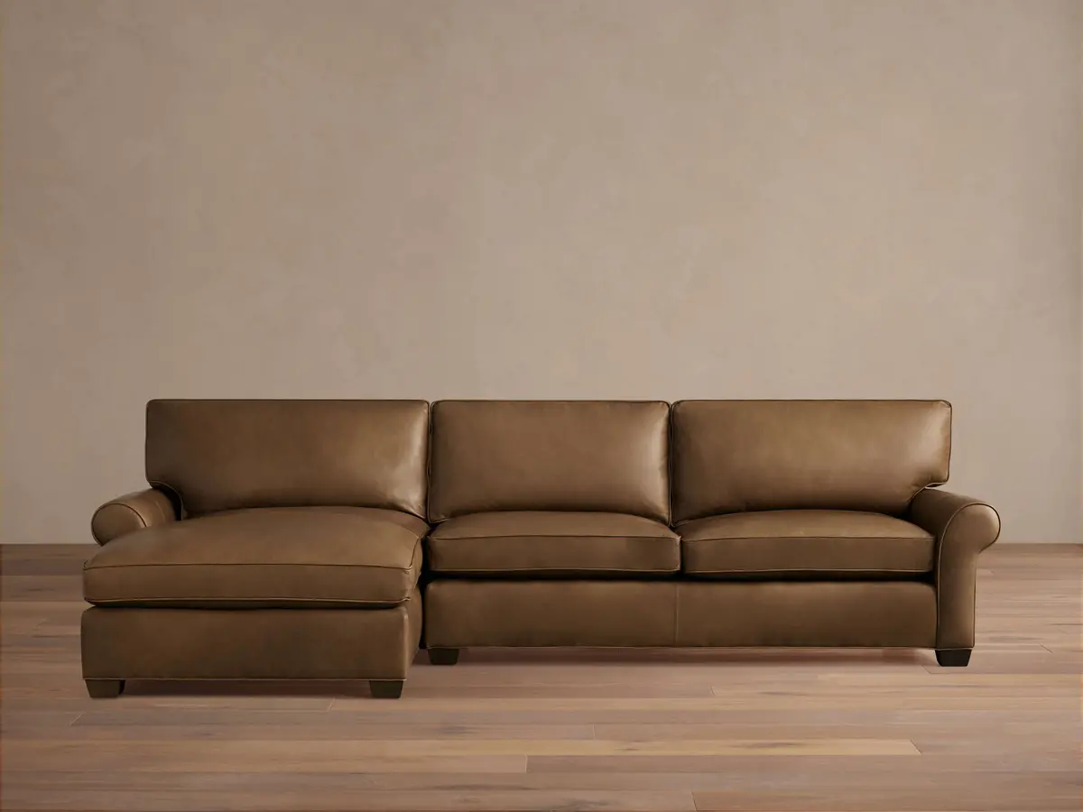 Colby Leather Two-Piece Chaise Sectional 1