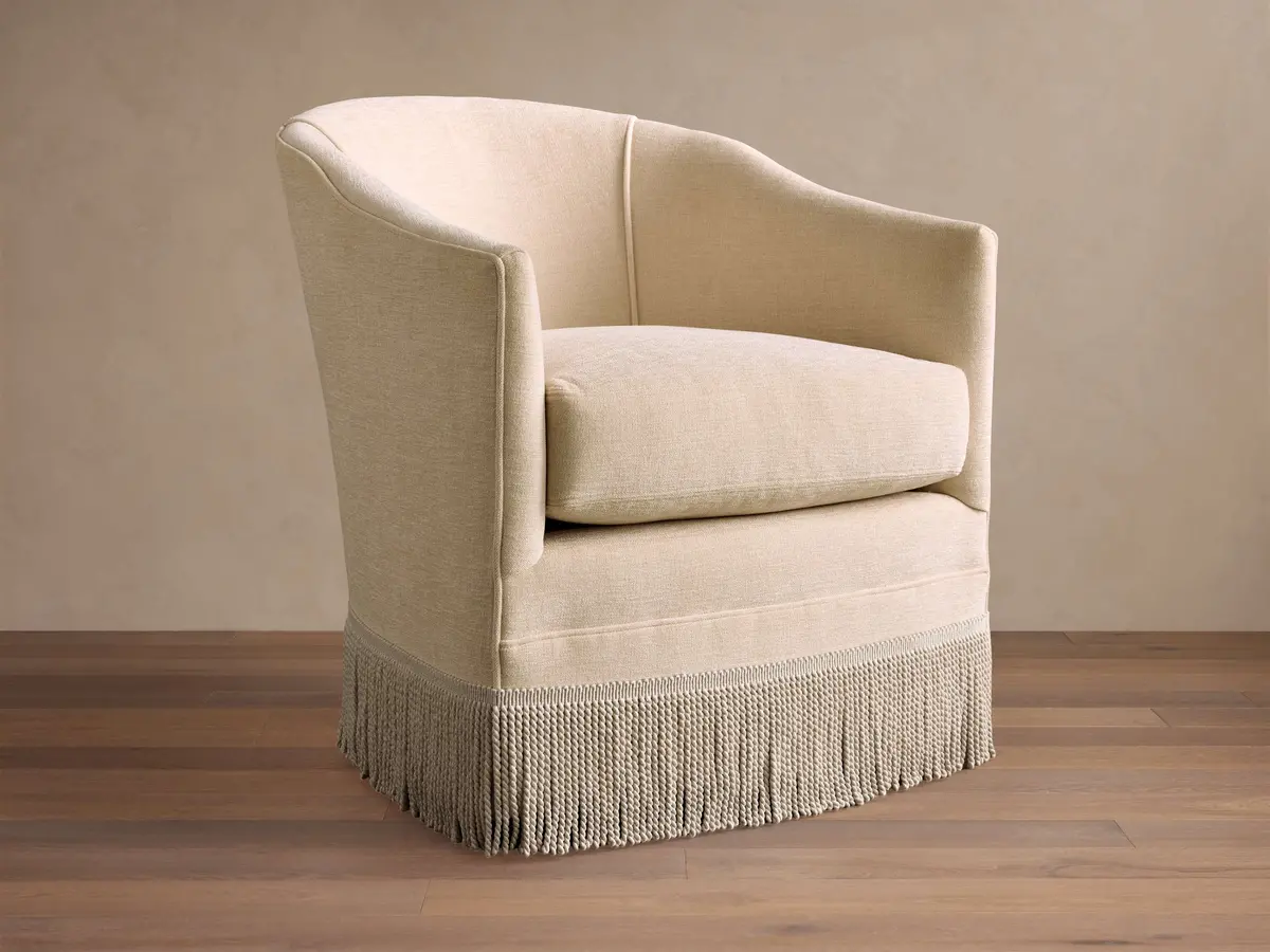 Giles Swivel Chair With Fringe 1
