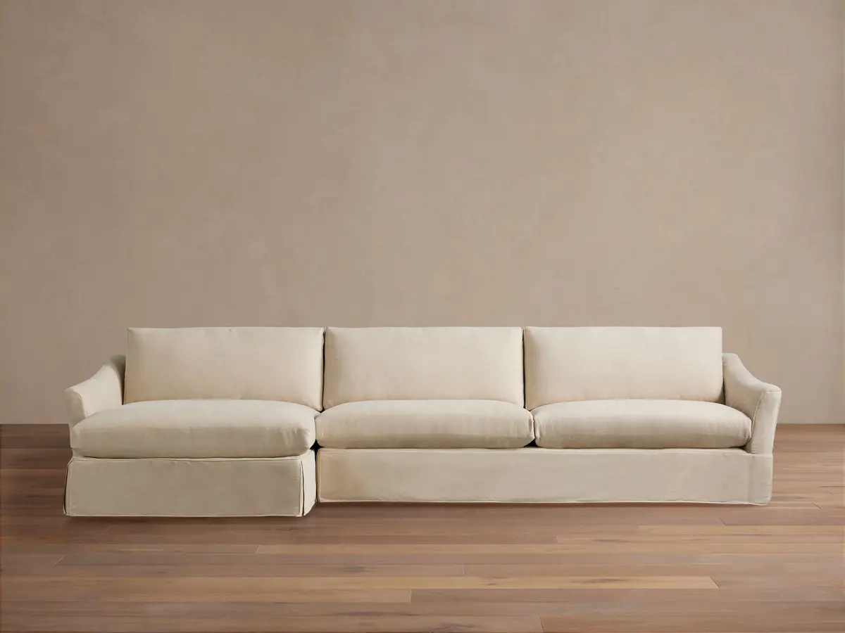 Helena Slipcovered Two Piece Chaise Sectional 1