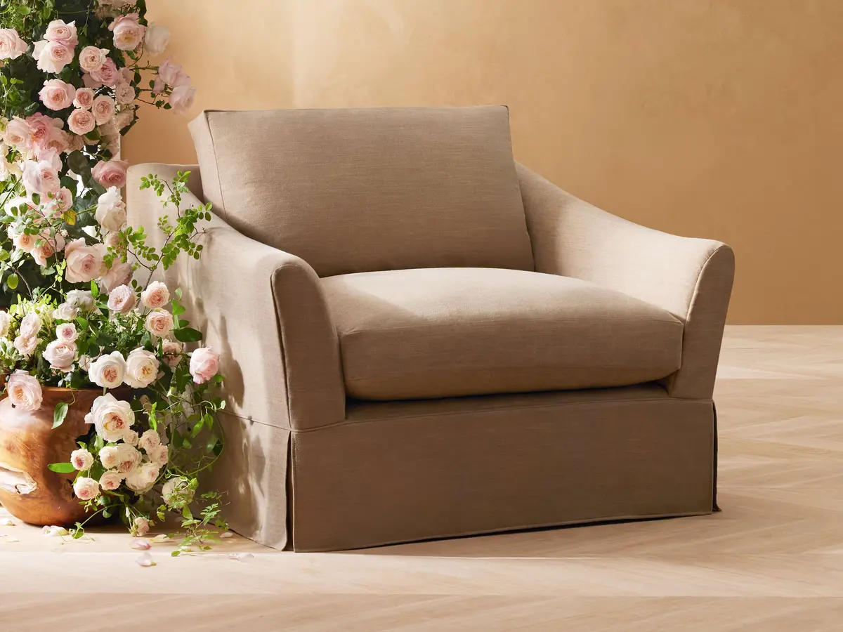 Helena Slipcovered Swivel Chair 1