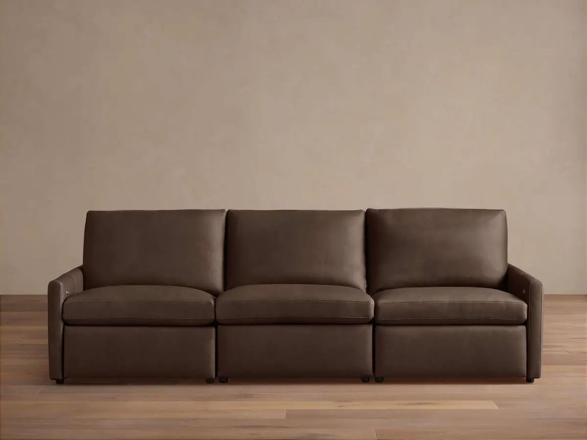 Kipton Slim Arm Leather Three-Piece Motion Modular Sofa 1