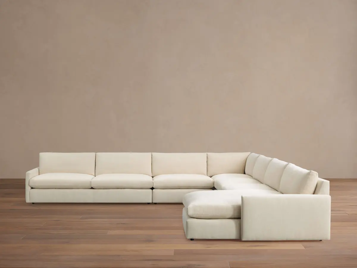 Kipton Slim Arm Five-Piece Chaise Sectional 1