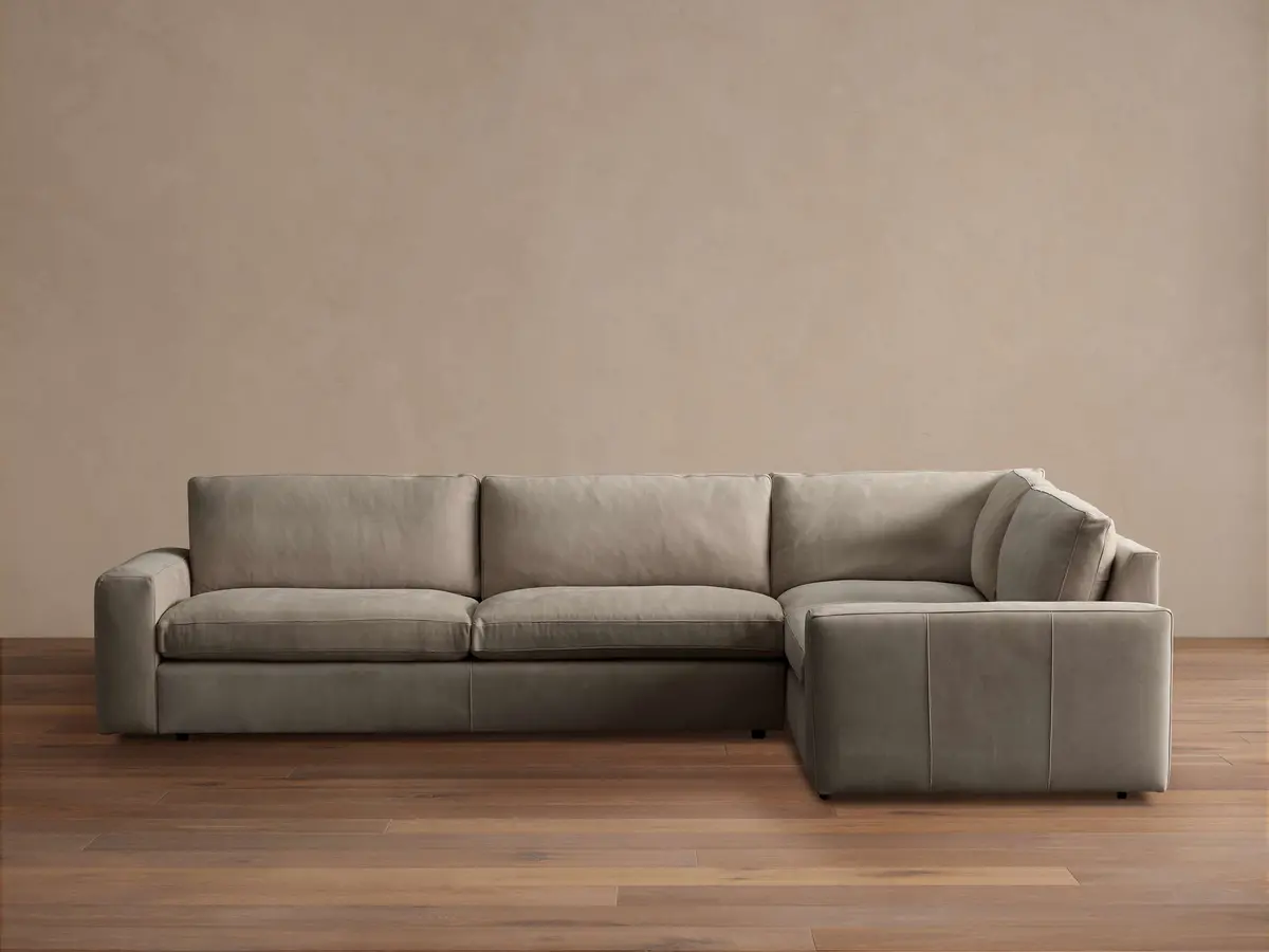 Kipton Wide Arm Nubuck Leather Two-Piece Sectional 1