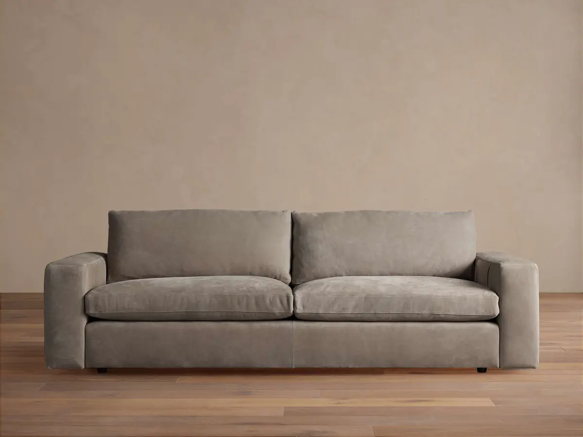 Kipton Wide Arm Nubuck Leather Sofa 1