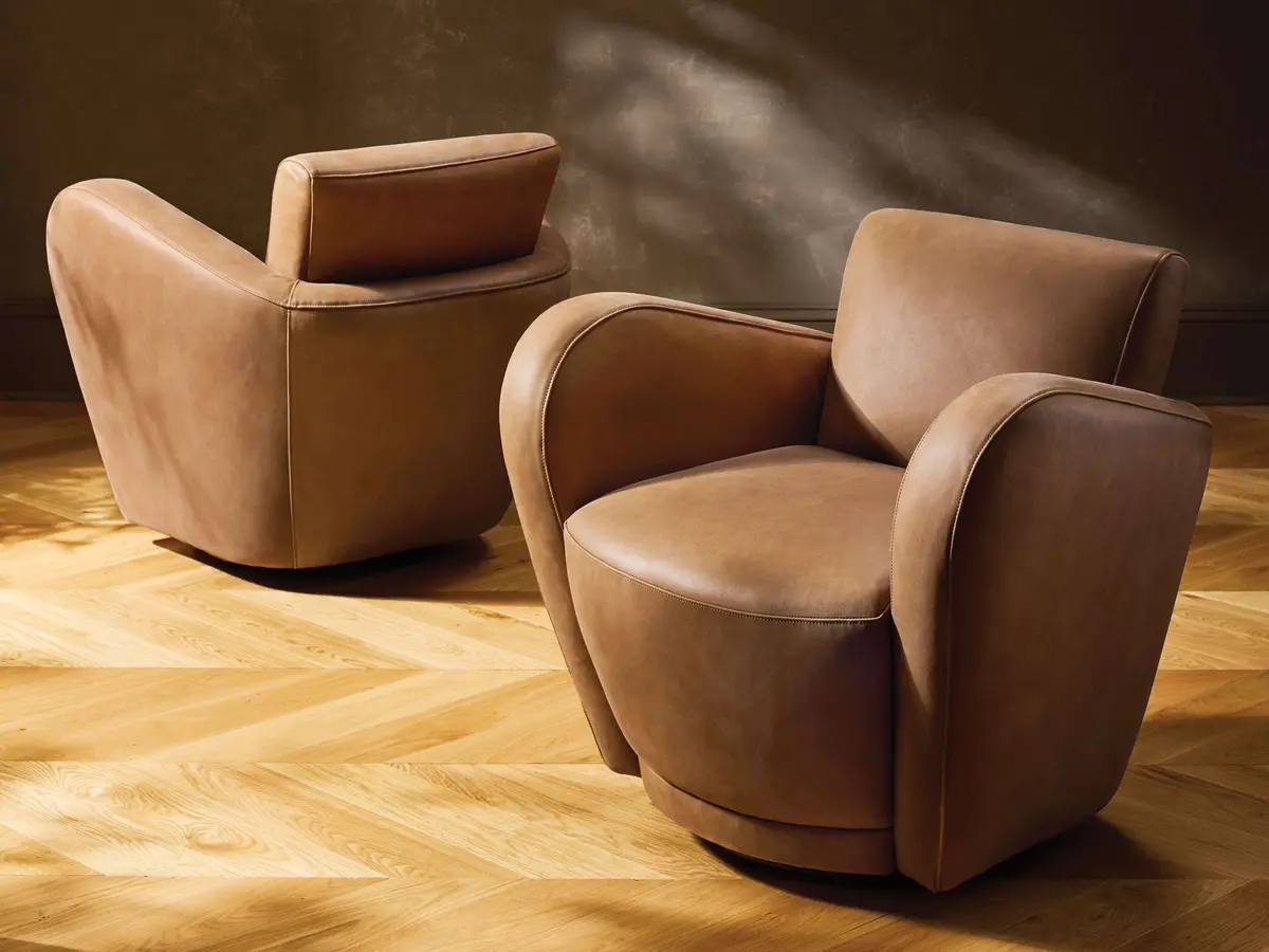 Amelia Leather Swivel Chair 1
