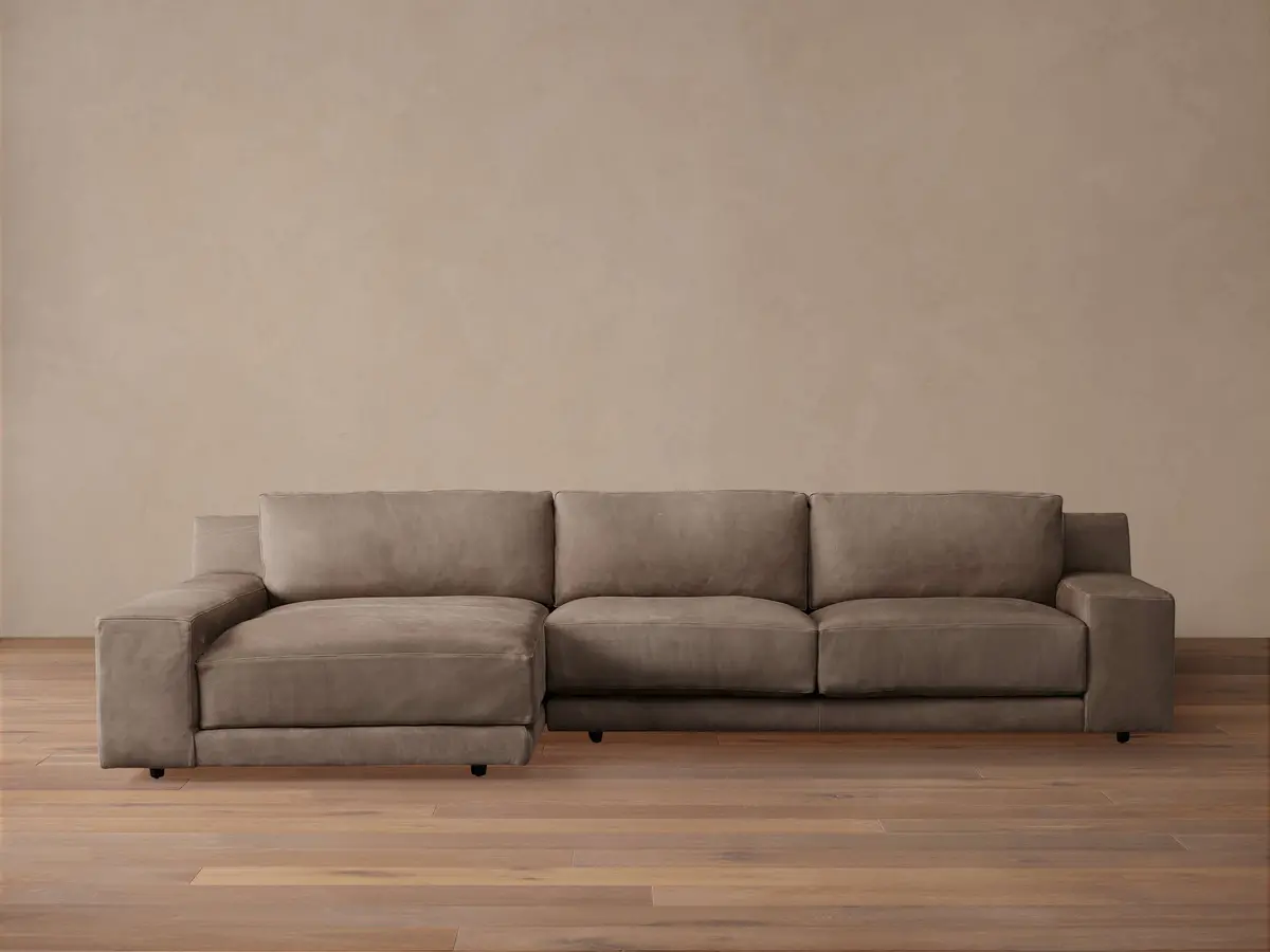 Novoli Nubuck Leather Two-Piece Chaise Sectional 1