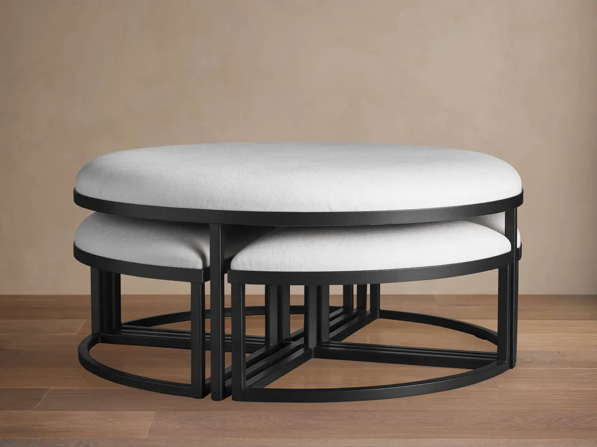 Palmer Upholstered Round Nesting Ottoman 1