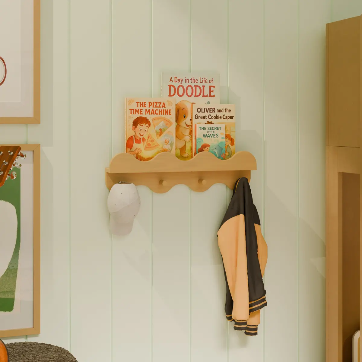 Lido Wave Bookshelf With Hooks 1