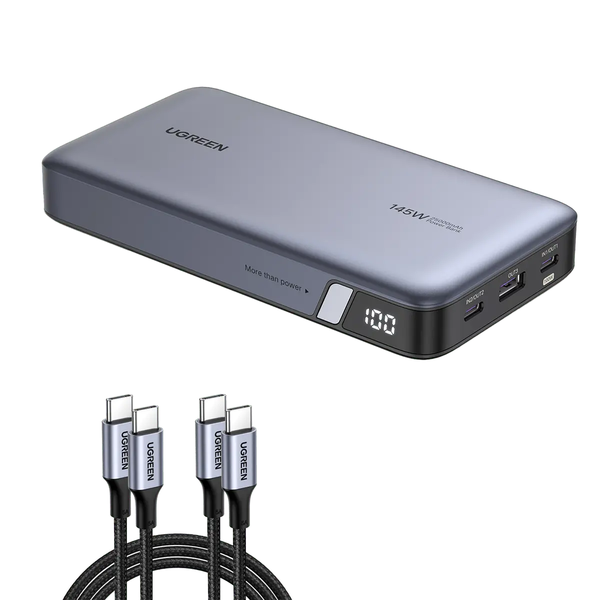(Bundle) 145W Power Bank + 3.3Ft 100W Usb-C Cable 2 Pack 1