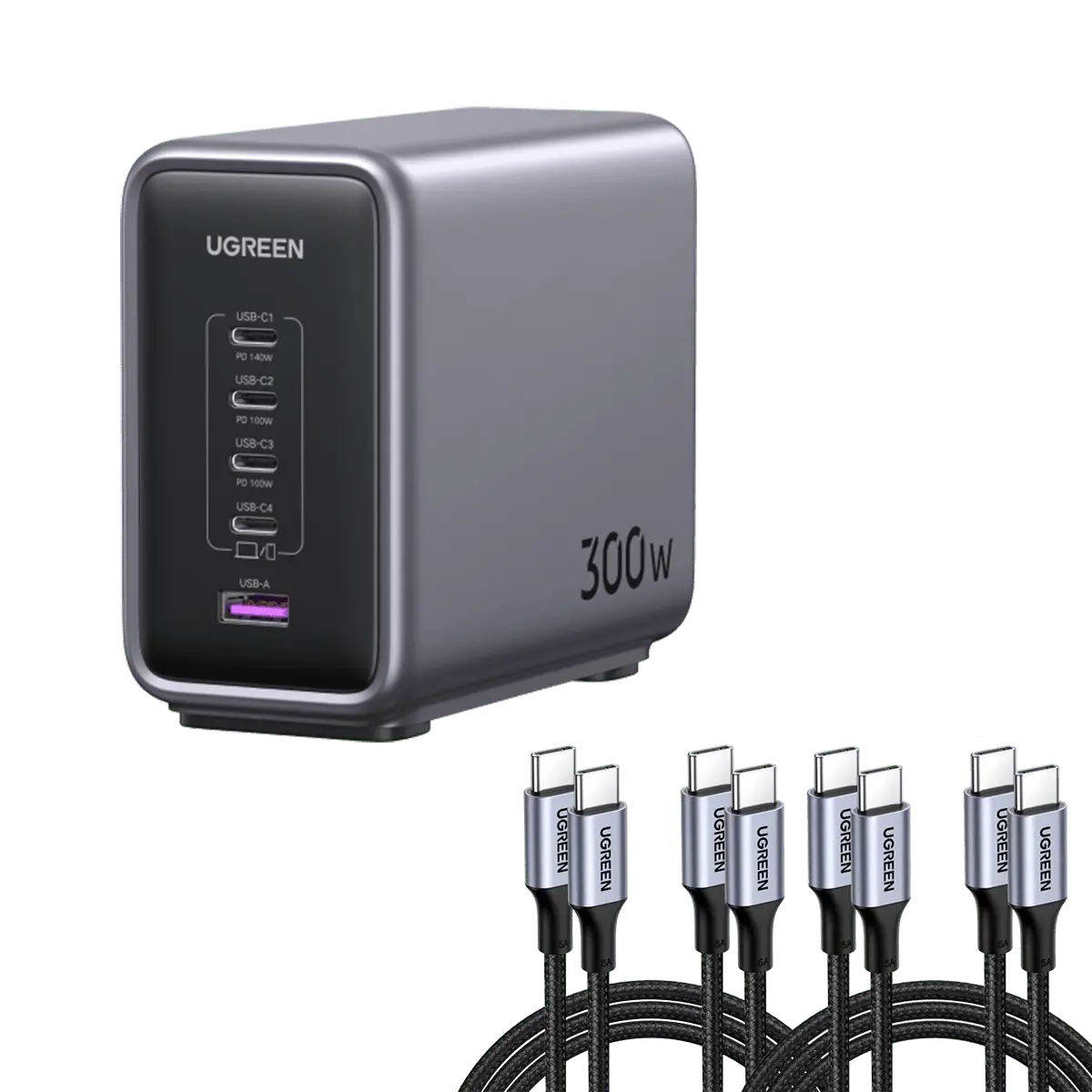 (Bundle) Nexode 300W Charger + 6.6Ft 100W Usb-C Cable 4 Pack 1