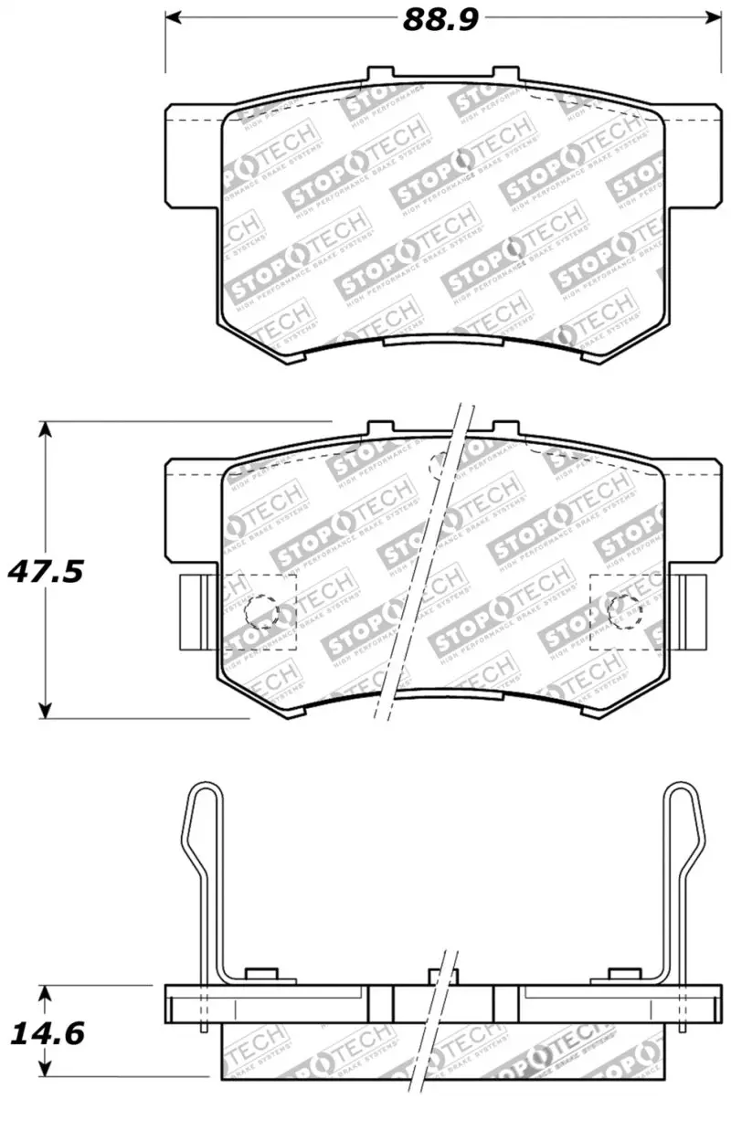 Stoptech Street Touring Rear Brake Pads Compatible With 1999–2009 Honda S2000 And 2000–2013 Suzuki Kizashi 1