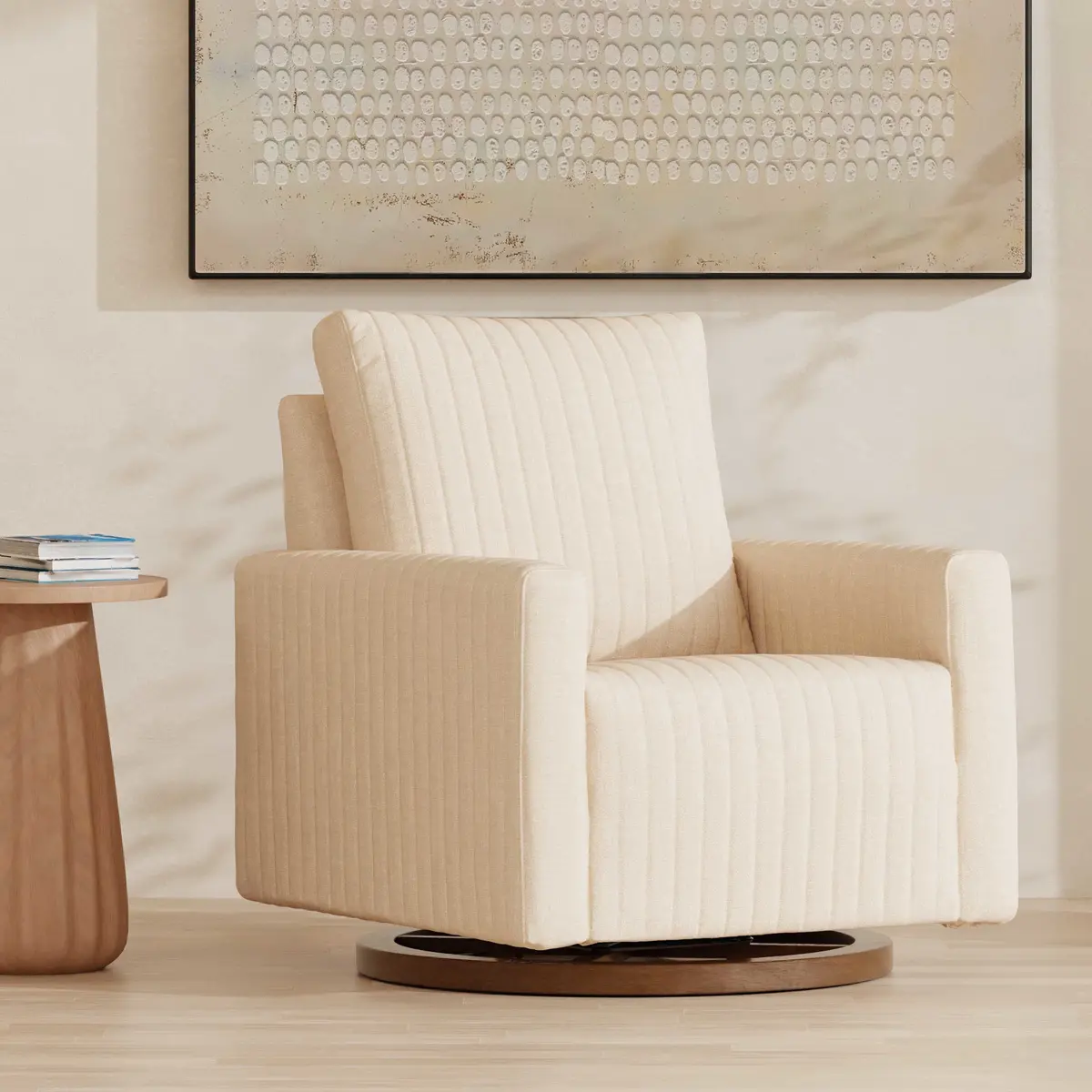 Poe Channeled Swivel Glider In Eco-Performance Fabric | Water Repellent & Stain Resistant 1