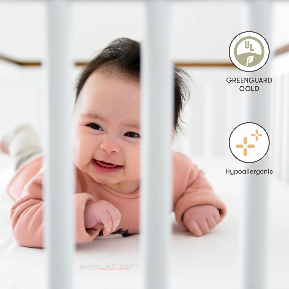Pure Core Mini Crib Mattress W/ Hybrid Quilted Waterproof Cover (Lightweight) 1