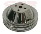 1955-68 Chevy Small Block Black Chrome Steel Water Pump Pulley - Short (2 Groove) 1