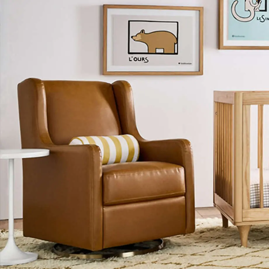 Wally Swivel Glider In Vegan Leather 1