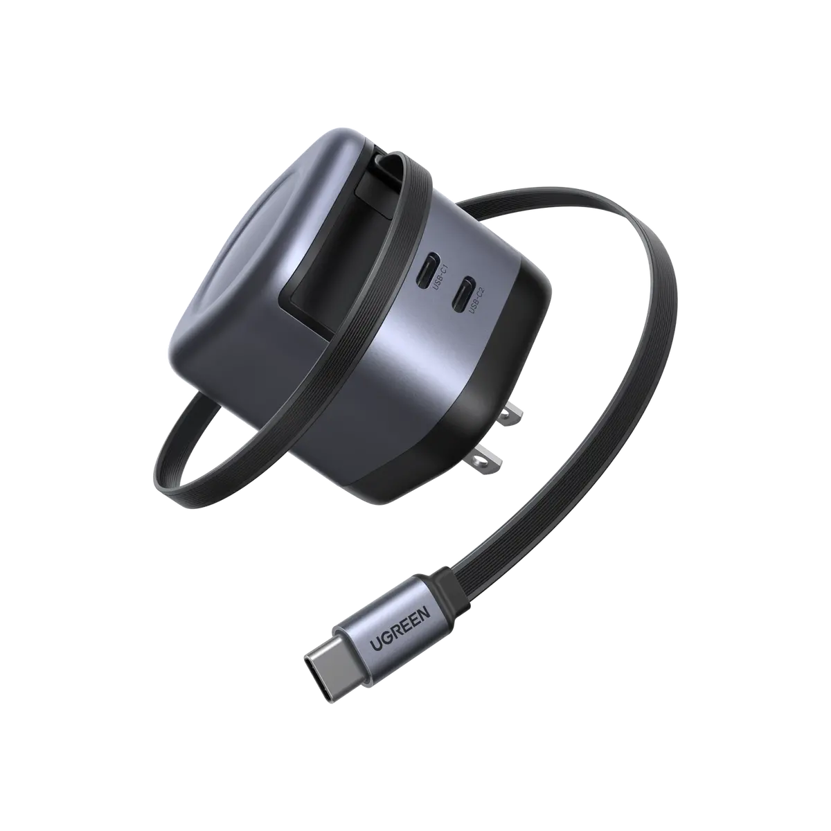 Ugreen 45W 3 In 1 Gan Usb-C Charger With Retractable Cable 1
