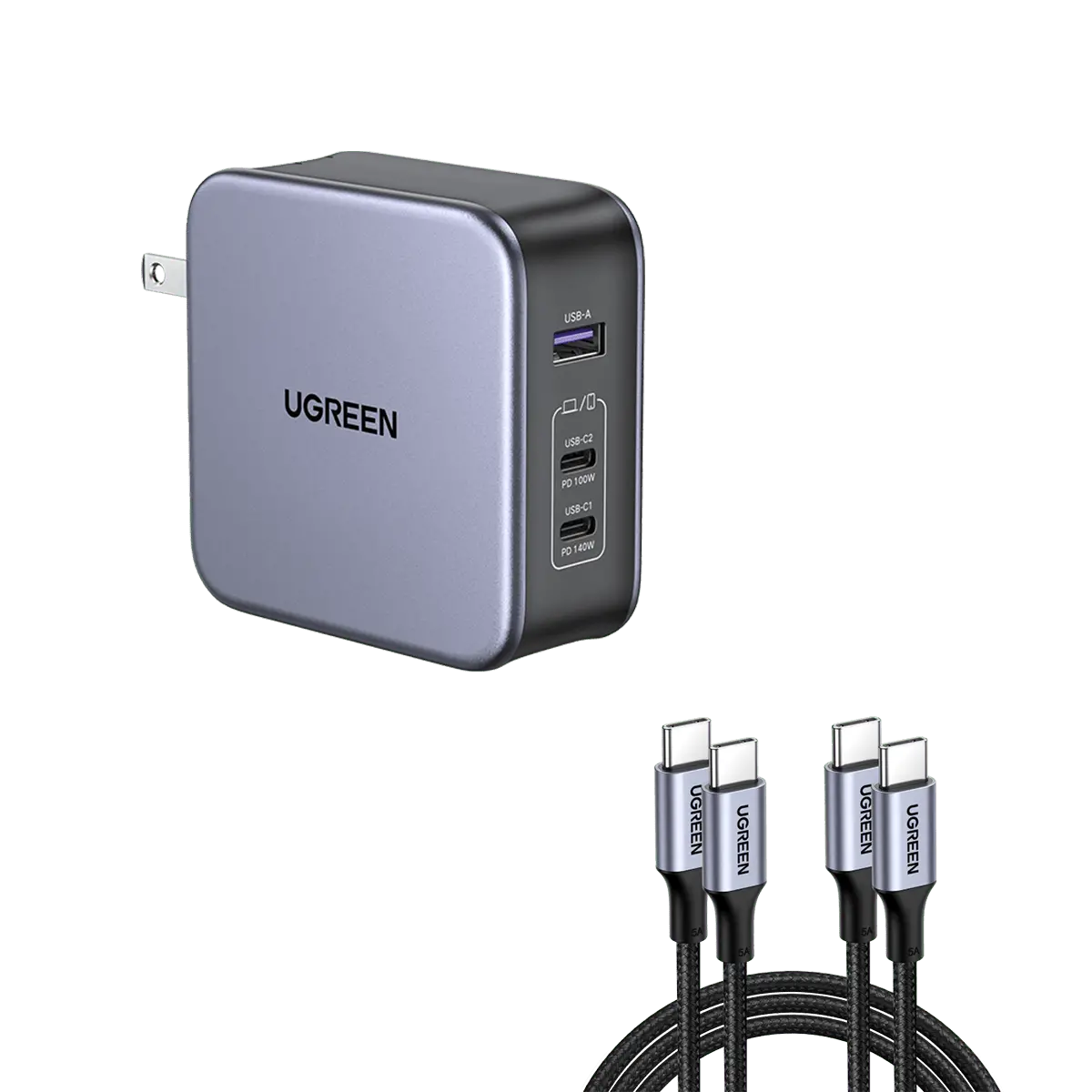 Ugreen Nexode 140W Usb C Gan Charger-3 Ports Wall Charger Bundle 1