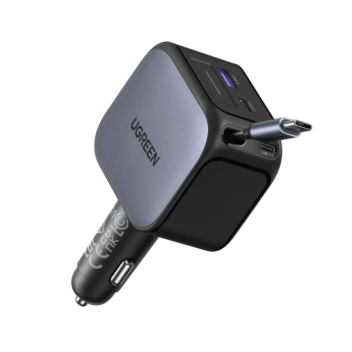 Ugreen Nexode Car Charger 145W With Retractable Usb-C Cable 1