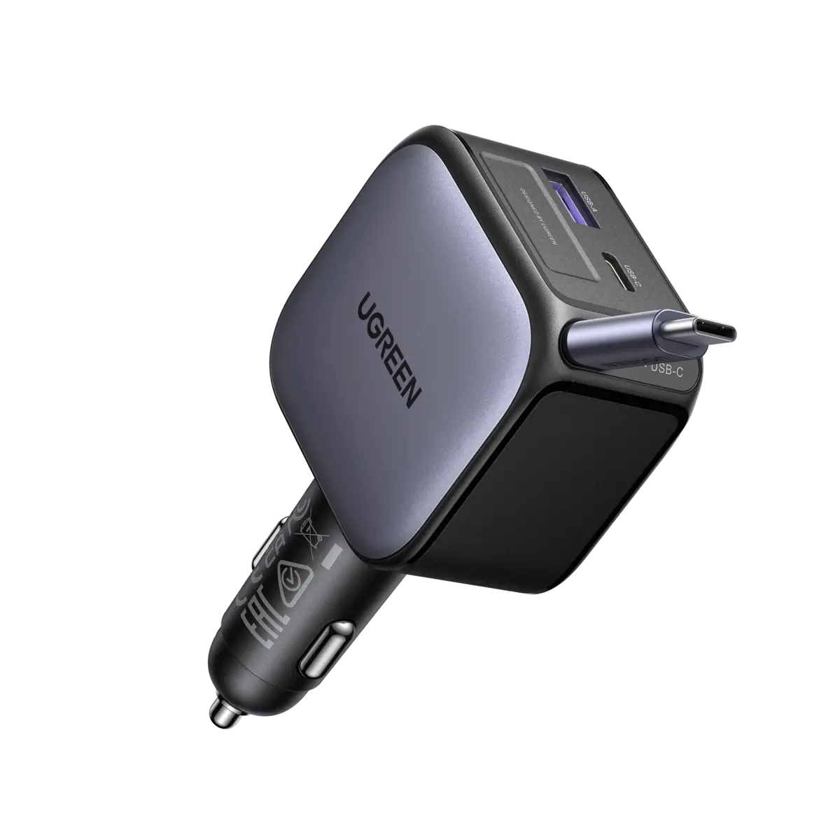 Ugreen Nexode Car Charger 90W With Retractable Usb-C Cable 1