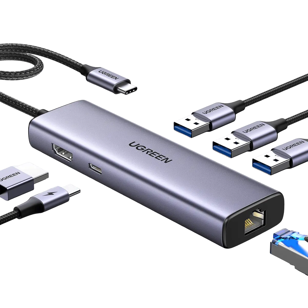 Ugreen Revodok 6 In 1 Usb C Hub Gigabit Ethernet Adapter With 4K Hdmi 1