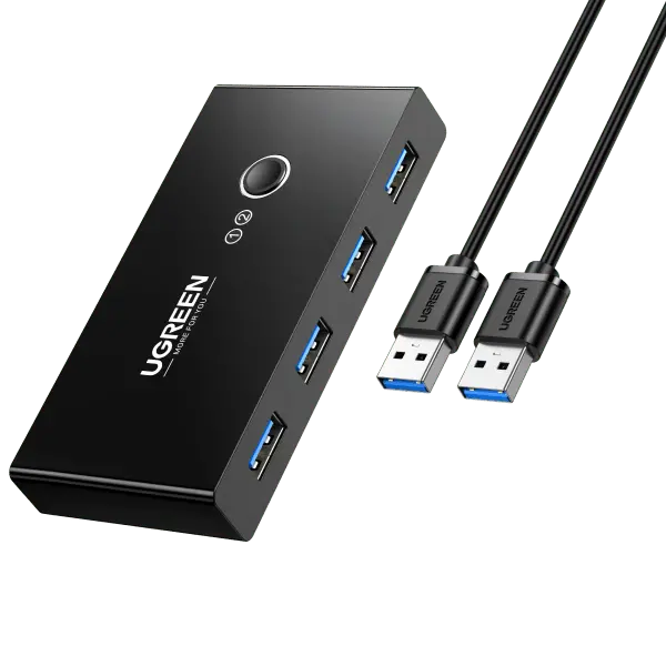 Ugreen Usb 3.0 4-Port Switch With 2 Pack Usb Male Cable 1