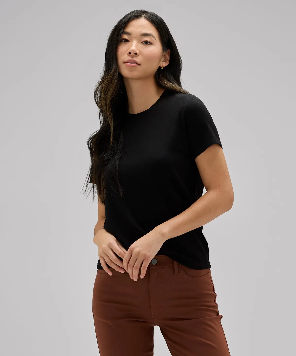 Women's Petite Merino Crew Neck T-Shirt 1