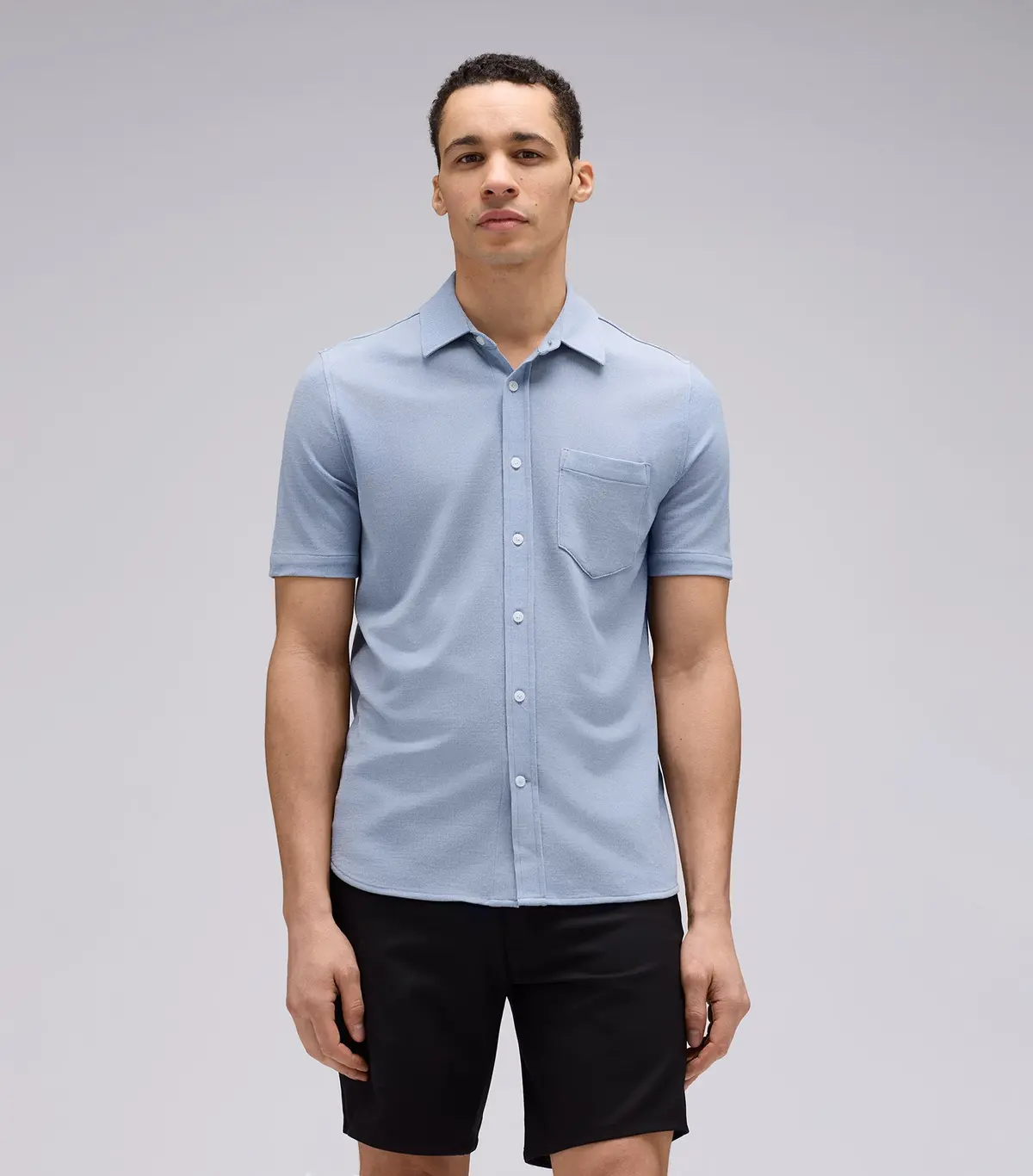 Men's Short Sleeve Merino Button-Up 11