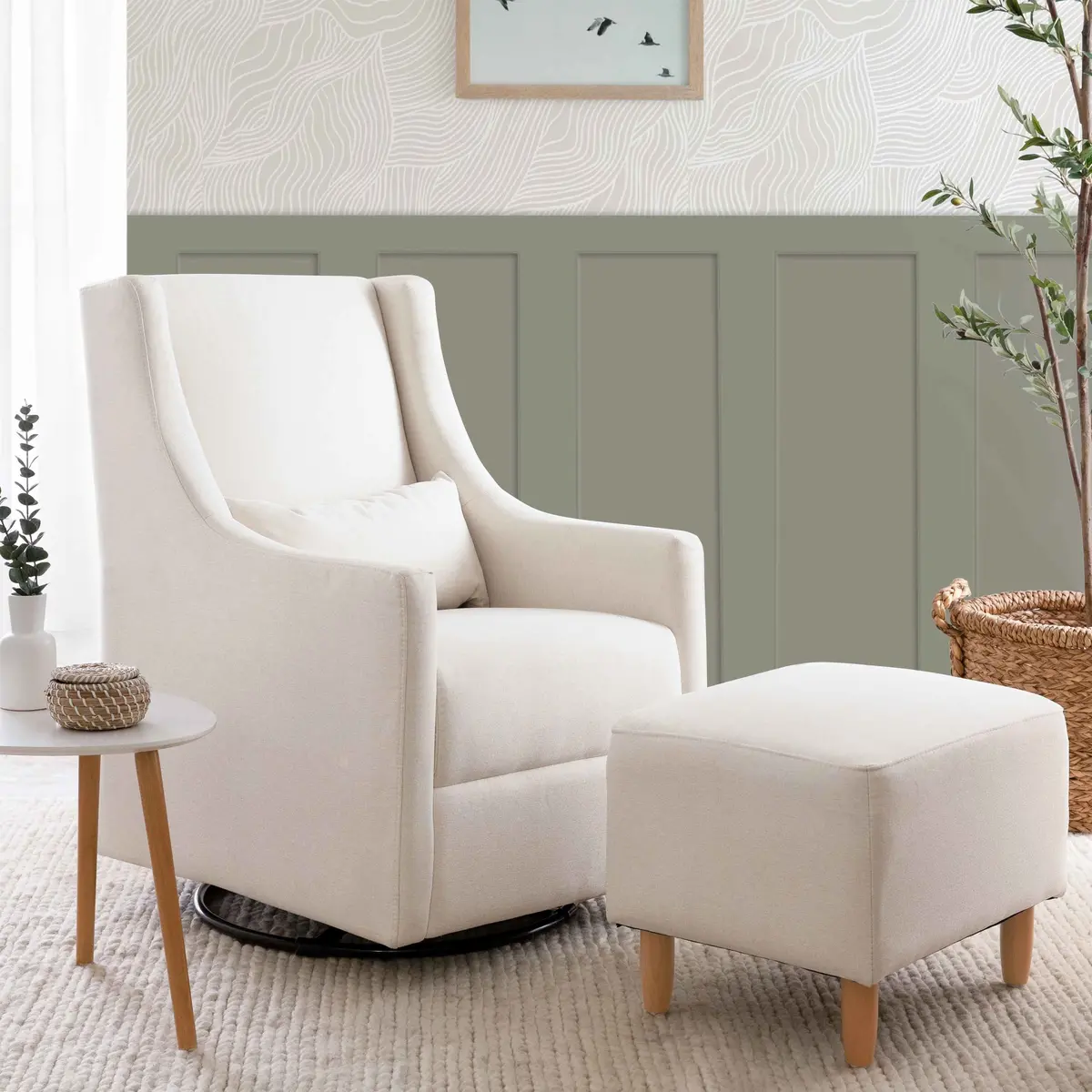 Toco Swivel Glider And Ottoman In Eco-Performance Fabric | Water Repellent & Stain Resistant 1