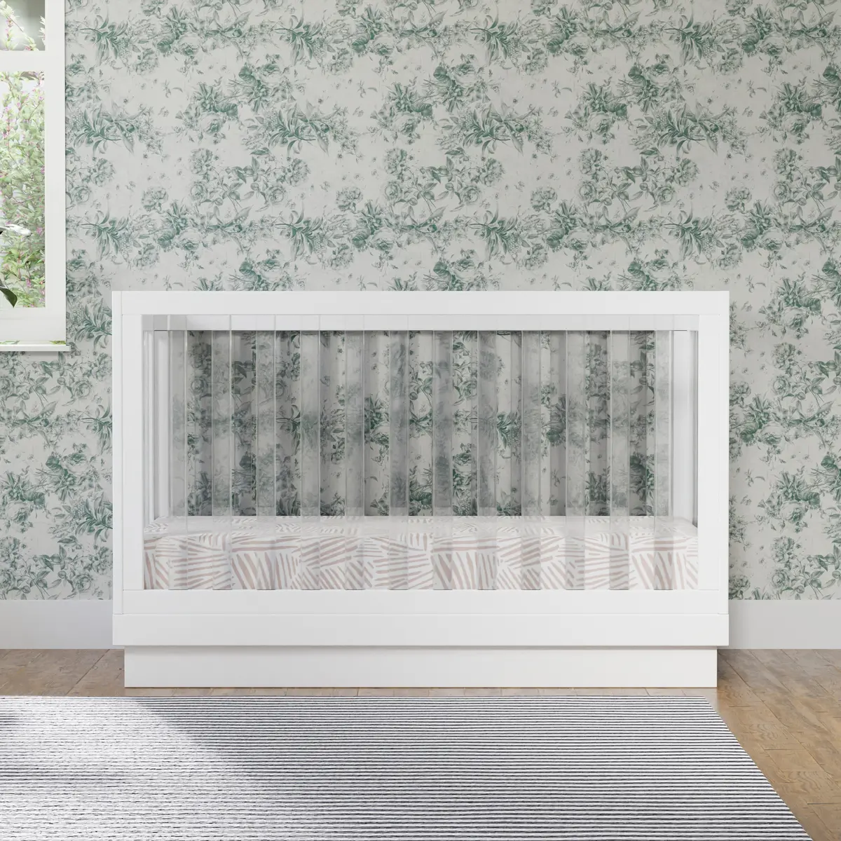 Harlow Acrylic 3-In-1 Convertible Crib With Toddler Bed Conversion Kit 1