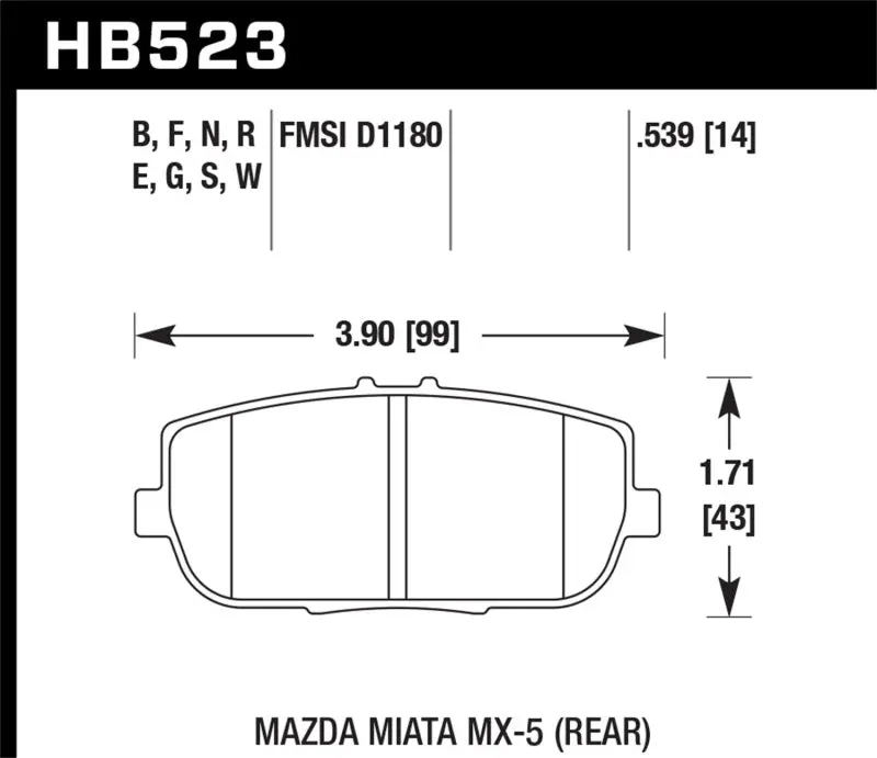 Hawk Hps Street Brake Pads – Rear Set For 2006–2010 Mazda Miata Mx-5 1