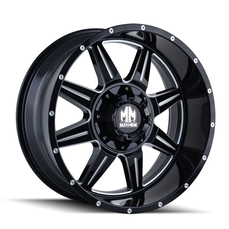 Mayhem Monstir 20×9 Black Machined Wheel – 5×127 Bolt Pattern, 18Mm Offset, 87Mm Hub Bore, Milled Spoke Design 1