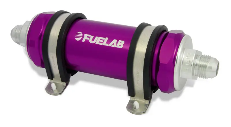Fuelab 828 In-Line Fuel Filter Long -6An In/Out 6 Micron Fiberglass - Purple 1