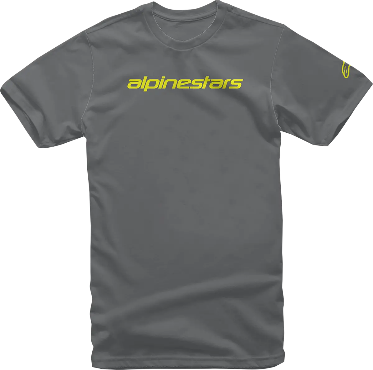 Alpinestars Linear Wordmark T-Shirt In Charcoal With Fluorescent Yellow Print – 2Xl 1