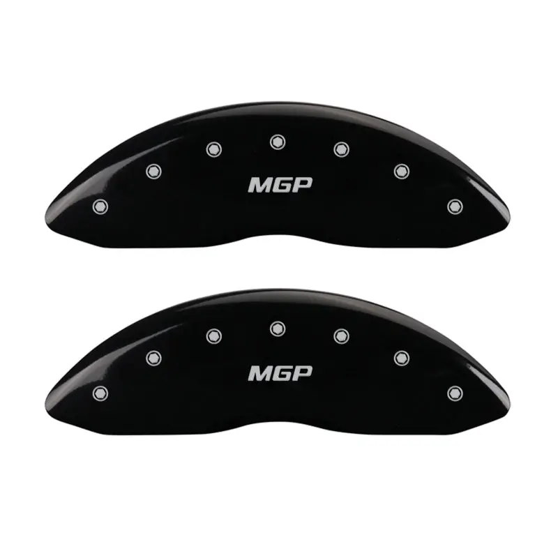 Mgp Engraved 4-Piston Caliper Covers – Front & Rear, Matte Black With Silver Chrome Trim 1