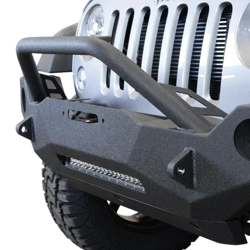 Dv8 Off-Road Steel Mid-Length Front Bumper With Fog Lights For 2007–2018 Jeep Wrangler Jk 1