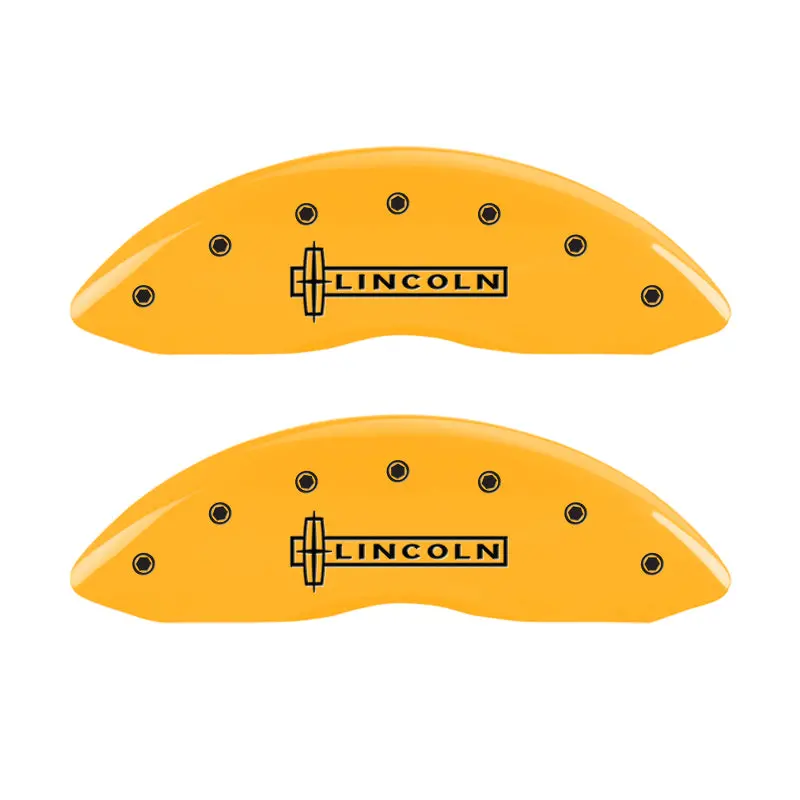 Mgp Engraved Caliper Covers For 2003 Lincoln Town Car – Yellow Finish, Black Charcoal Trim, Front & Rear With Star Logo 1