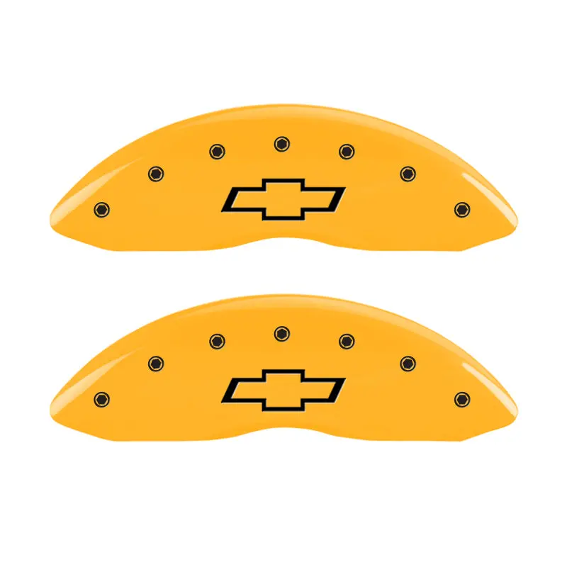 Mgp 4-Piece Caliper Cover Set – Engraved Bowtie Design – Chevrolet Ssr (2004) – Yellow Finish With Black Charcoal Accents 1