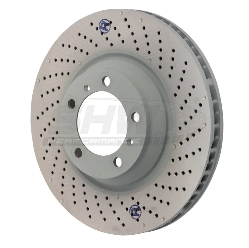 Shw Drilled-And-Dimpled Front Brake Rotor – Right Side For 2007–2013 Porsche 911 Turbo 3.8L (Non-Ceramic) 1