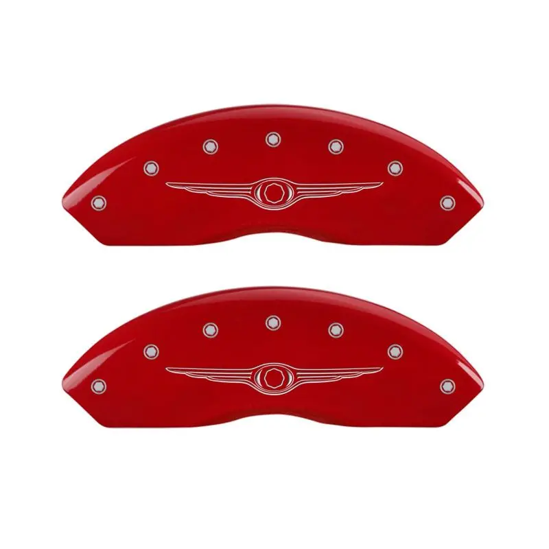 Mgp Engraved Chrysler Wing-Style Caliper Covers – Red Finish With Silver Chrome Accents, Front & Rear 1